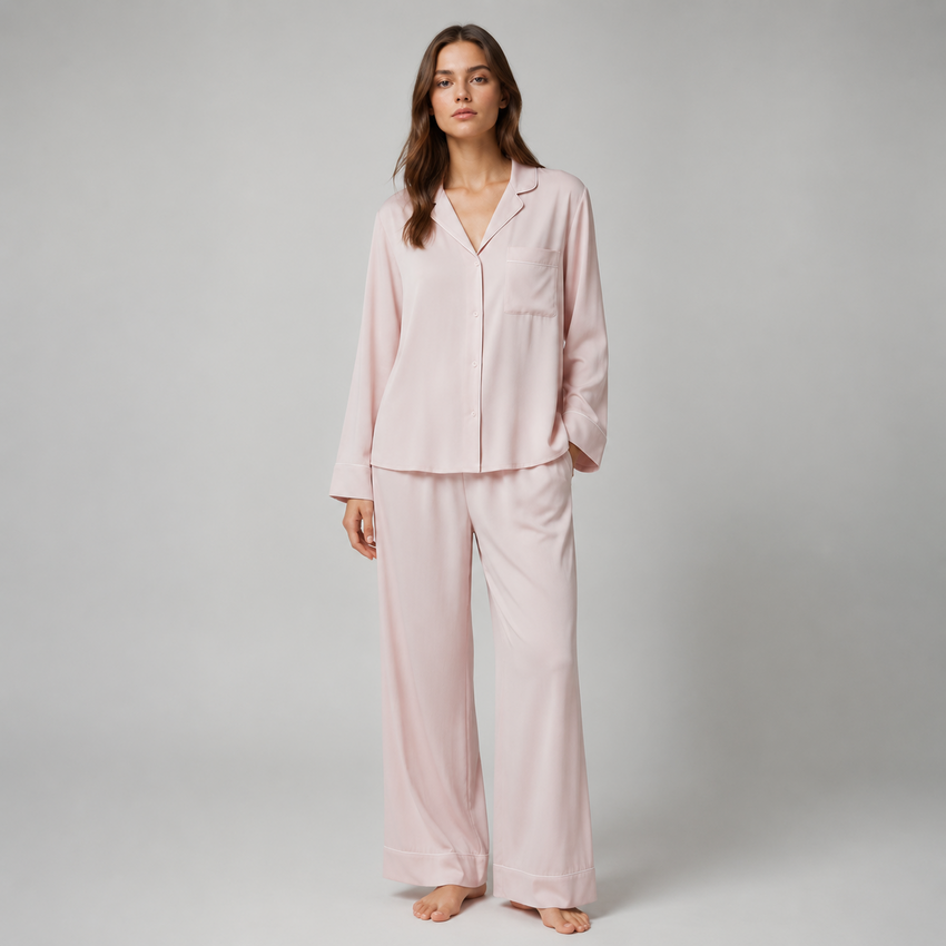 Blush Pink Organic Cotton Shirt & Pajama Set