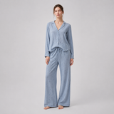Cloudblue Bloom Padded Lounge Set — full-length model on evenly lit light-grey background