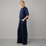 Pure Organic Cotton High Rise Pant Set — neckline and closure detail