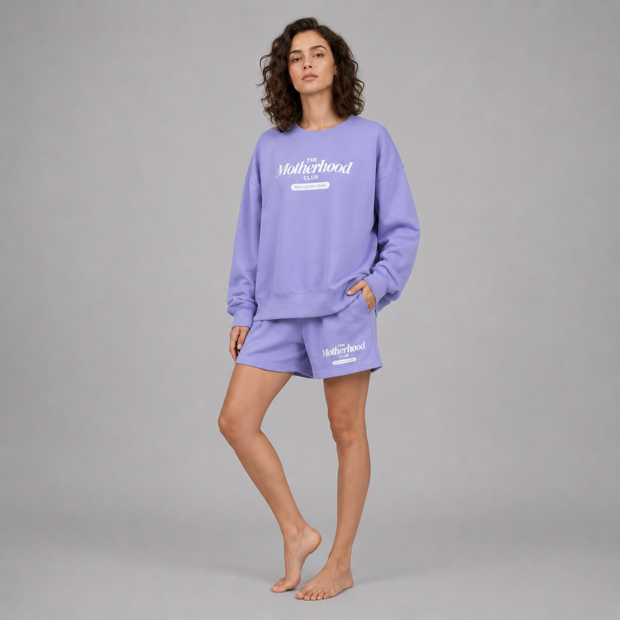 Motherhood Club Lavender Sweatshirt & Shorts Set