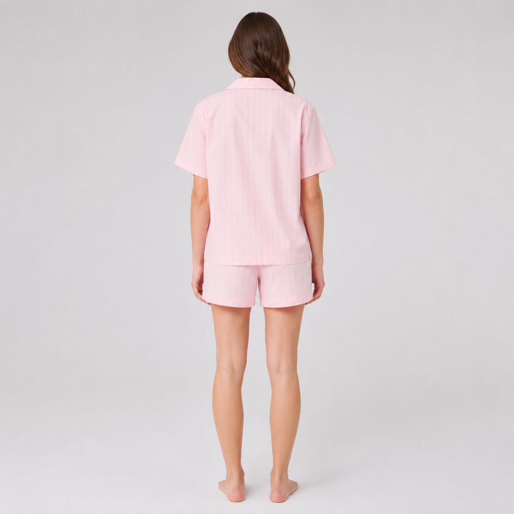 Roselle Pink Pinstripe Shirt & Shorts Set