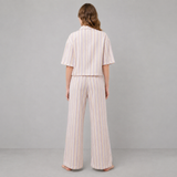 Organic Cotton Striped High Rise Pant Set — neckline and closure detail