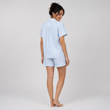 Lunara Striped Blue & White Shirt Shorts Nightwear
