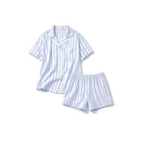 Lunara striped blue and white nightwear on white background