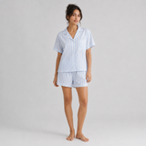 Lunara blue and white striped shirt and shorts full model