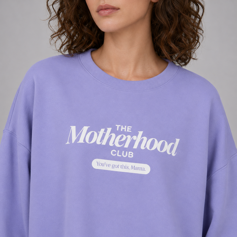 Motherhood Club Lavender Sweatshirt & Shorts Set print close-up