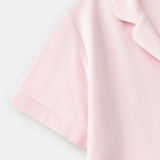 Blush pink piped cotton short set sleeve closure detail