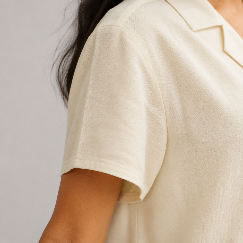 Cloud Cream organic cotton short set sleeve detail