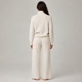 Eira Ivory Turtleneck Knit Lounge Set — Full-length model back view
