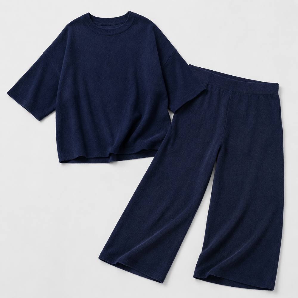 Indigo Muse Oversized Tee & Lounge Pants — Product-only on white background