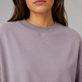 Lavande Studio Sweatshirt & Shorts Set — Neckline construction close-up