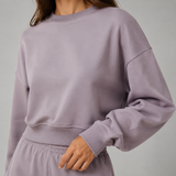 Lavande Studio Sweatshirt & Shorts Set — Sleeve construction close-up