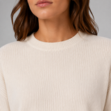 Neve Ivory Crewneck Knit Lounge Set — Neckline construction close-up