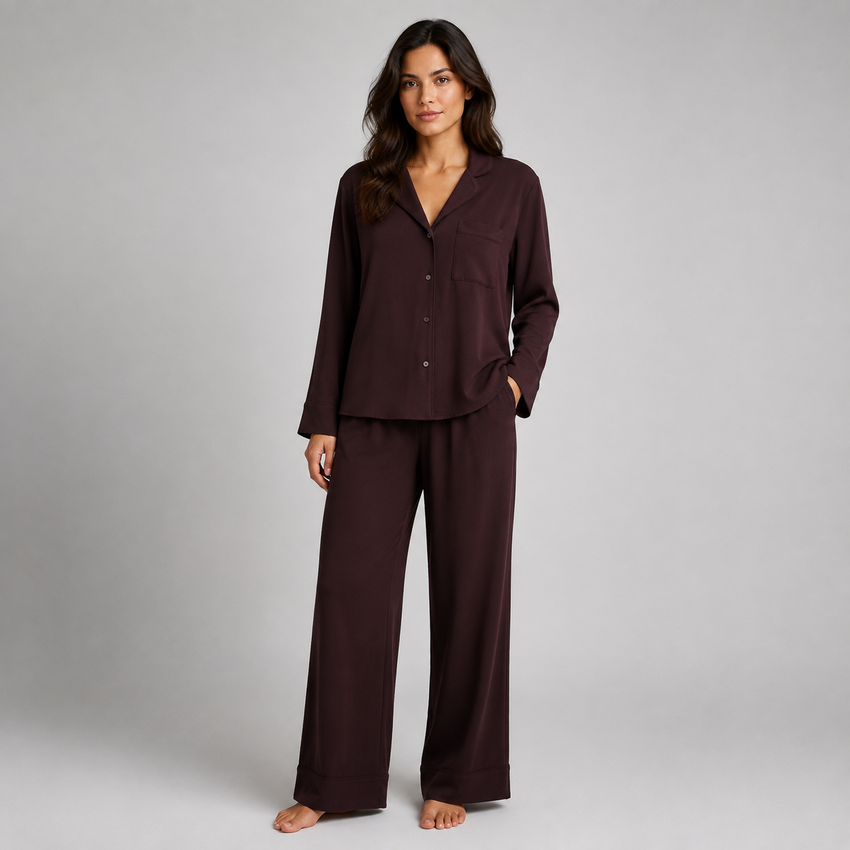 Nocturne Burgundy Shirt & Pajama Set