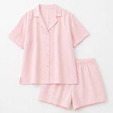 Rosée Blush Button-Down Shirt & Shorts Set — Product-only on white background