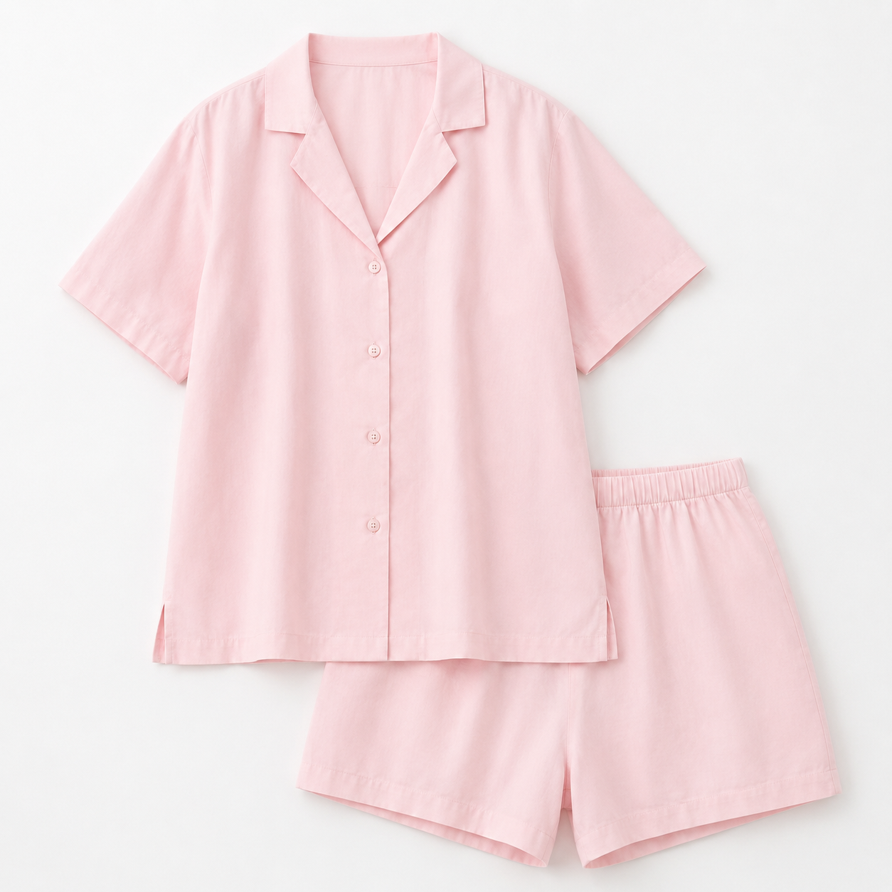 Rosée Blush Button-Down Shirt & Shorts Set — Product-only on white background