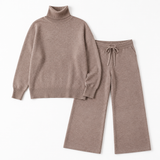 Serein Taupe Turtleneck Knit Lounge Set — Product-only on white background