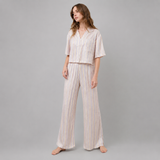 Organic Cotton Striped High Rise Pant Set — full-length model view on evenly lit studio background