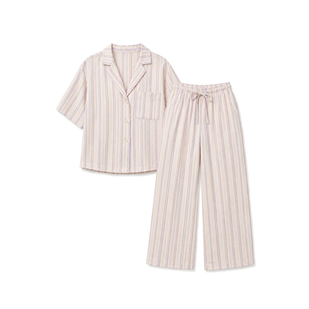 Organic Cotton Striped High Rise Pant Set on white background