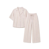 Organic Cotton Striped High Rise Pant Set on white background