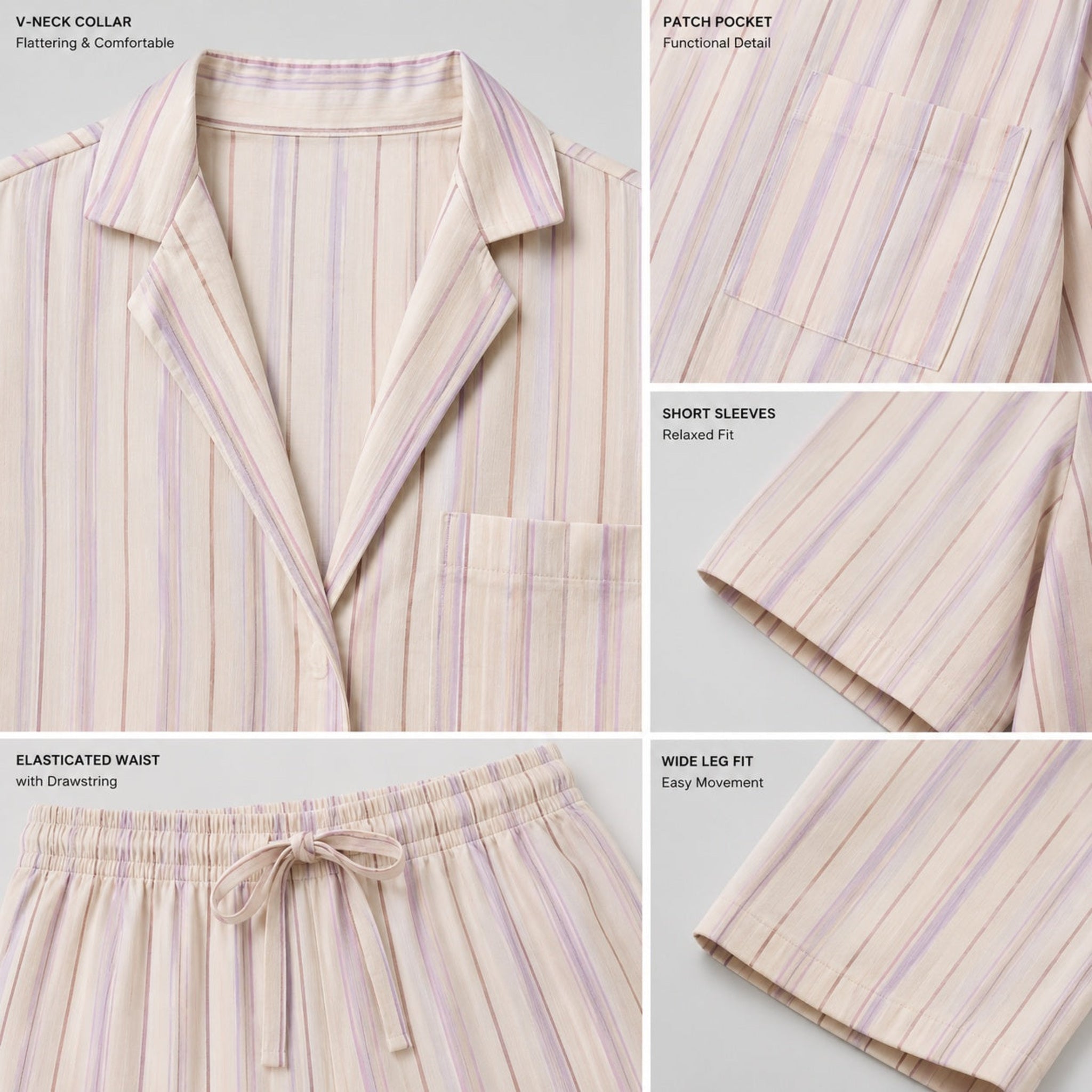 Striped high-rise pant set complete detail board